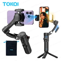 TOKQI AI Face Tracking Gimbal Stabilizer for iphone Android Anti-shake Shoot Built-in Bluetooth Microphone, with Magnetic Remote