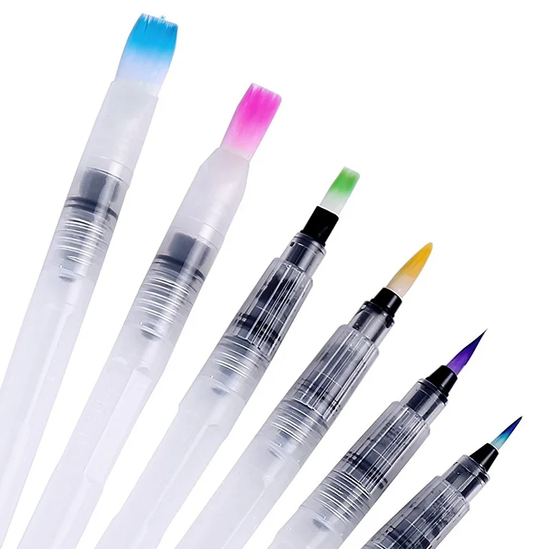 

6Peices Portable Refillable Paint Brushes Water Color Brush Soft Watercolor Ink Pen For Painting Calligraph Drawing Art Supplies