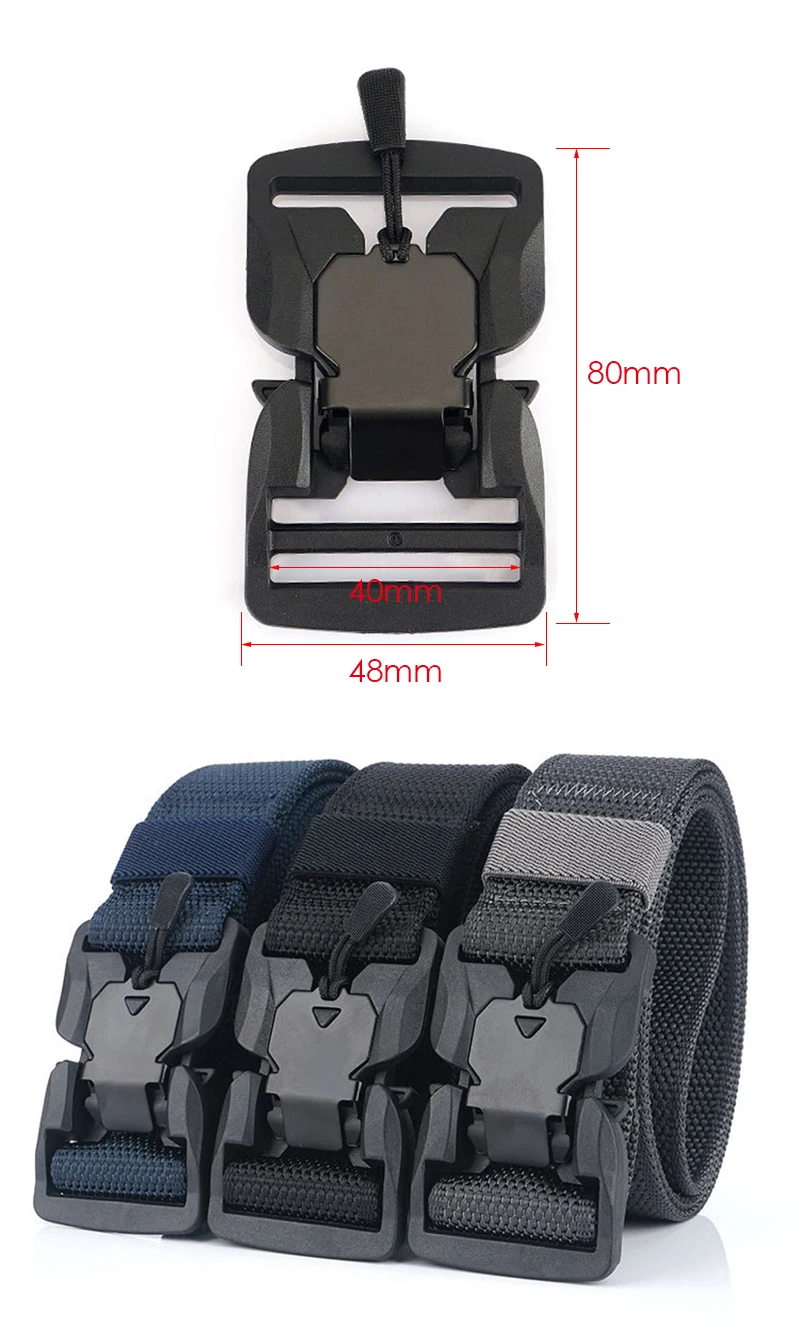New 40mm Tactical Belt Buckle Lightweight Engineering Plastic Quick Release Magnetic Buckle for Men Canvas Military Belt Buckle