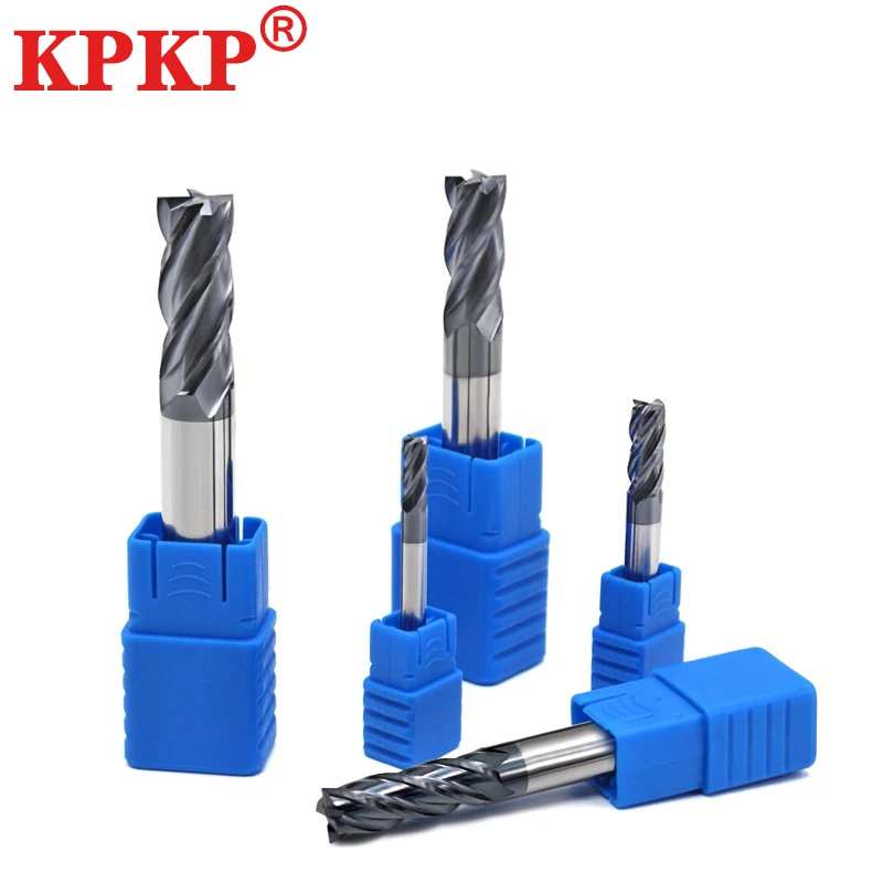 HRC50 4-Flute Nano Coating Tungsten Steel Carbide Face End Mill CNC Maching Tools Stainless Steel Milling Cutter 1-20mm