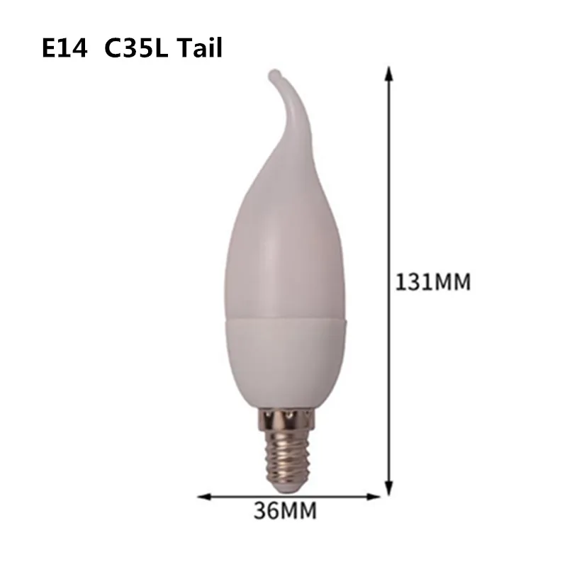 LEDキャンドル電球,ピース/ロットe14 e27,220V,3W,6W,7W,9W,寝室用