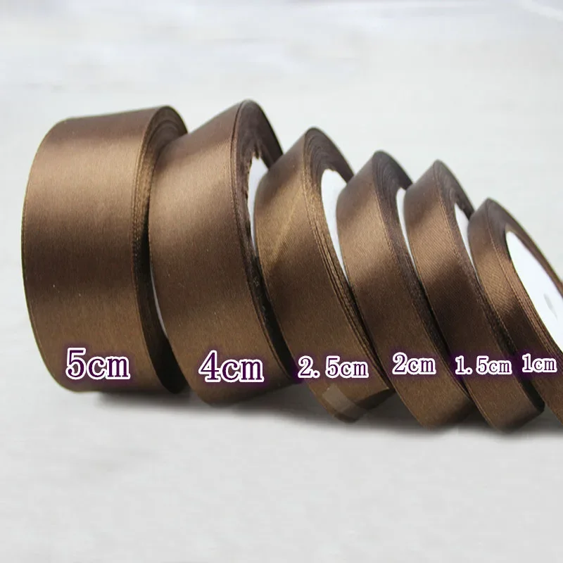 Coffee Brown Satin Ribbon for Gift Wrapping and DIY Crafts, 6-50mm Variety Pack