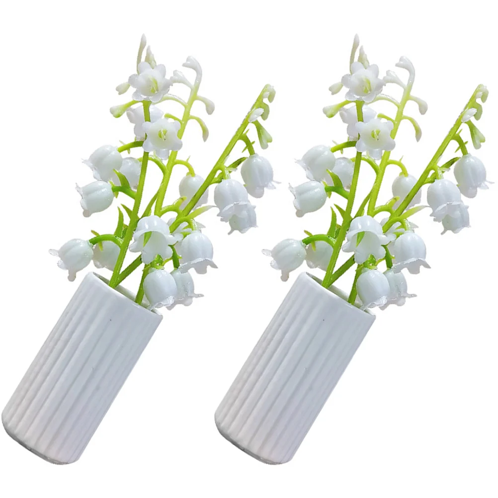 

2 Pcs Home Decor House Vase Miniature Plants Tiny Bonsai Garden Landscaping Ornament Model Adorn