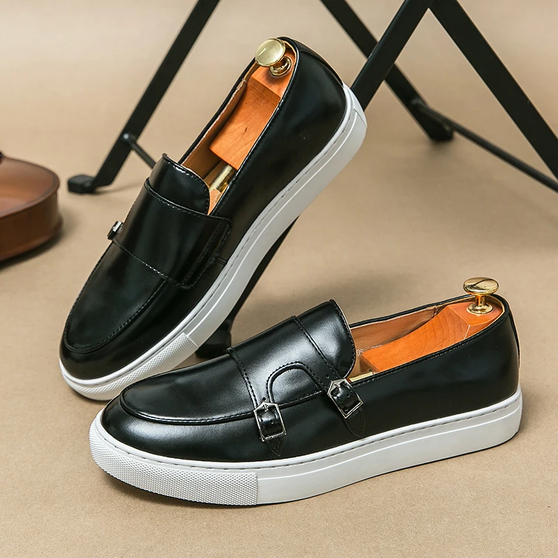 Trendy Brand Men's Genuine Leather Shoes Thick Soled Men's Casual Shoes Outdoor Driving Business Loafers