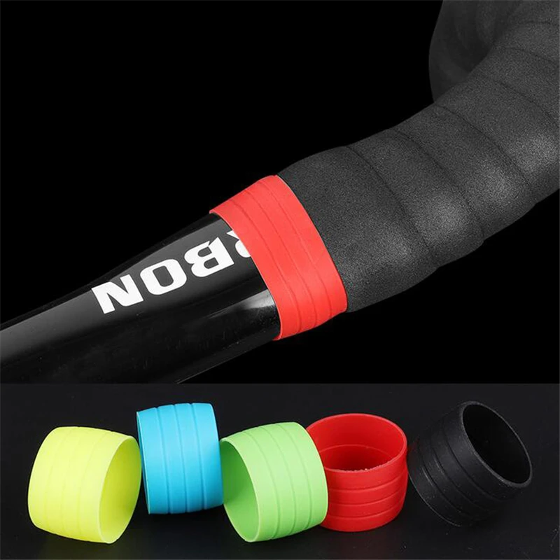 

1 Pair Road Bike Handlebar Tape plugs Anti-Skip Rubber Silicone Plug Bicycle Handlebar end Bar Tape Fixed Ring Waterproof Wear