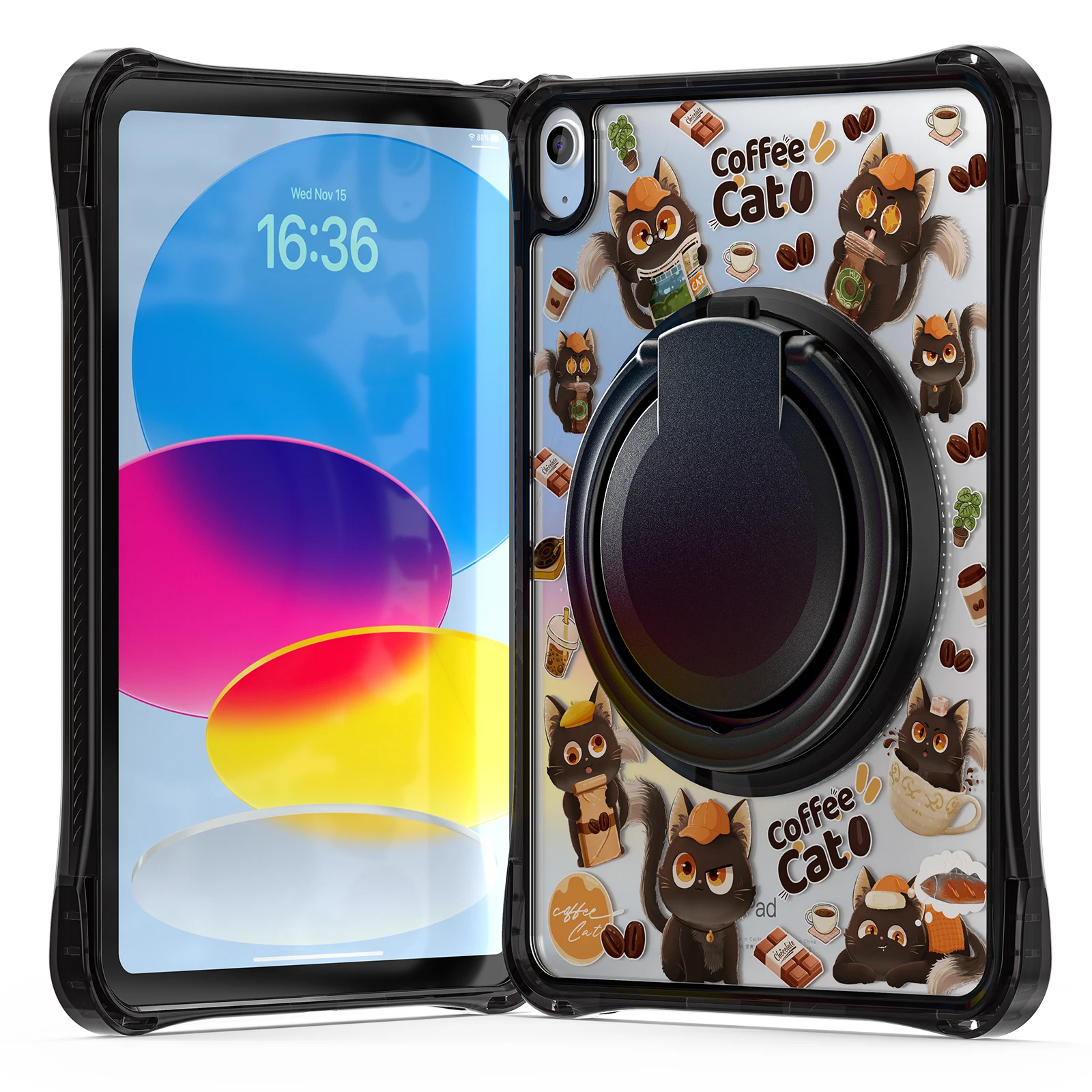 Cartoon Design Transparent Shockproof Tablet Case with Hand Stand