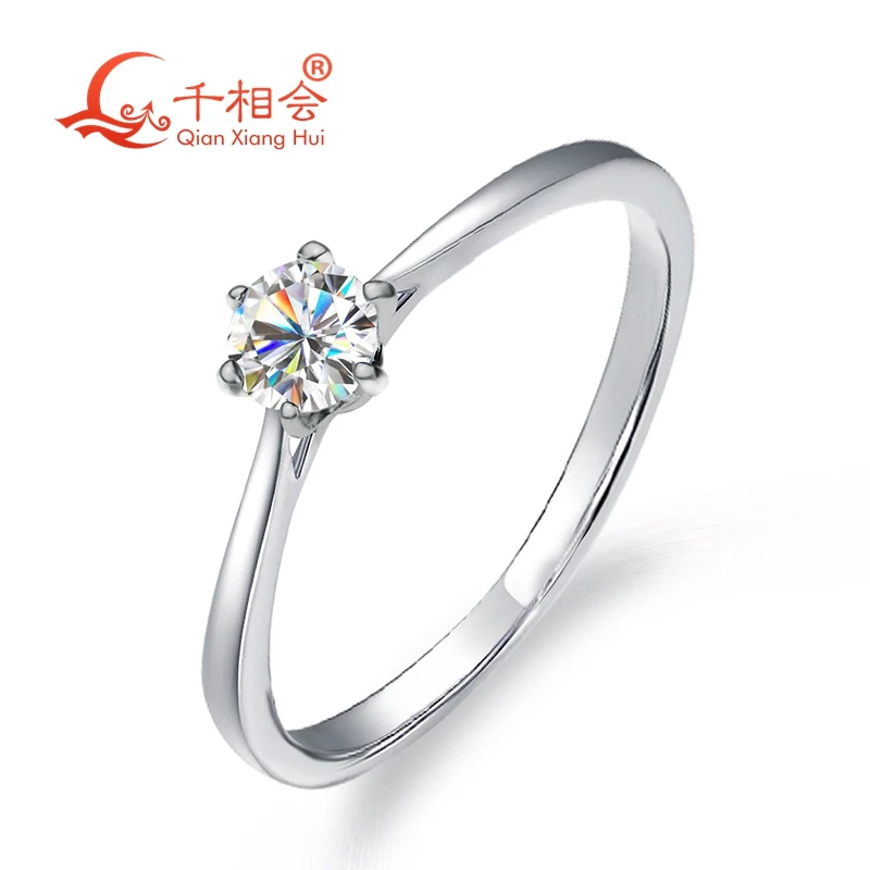 white lab HPHT  diamond ring 10k 14k 18k gold 0.3ct 4mm single round shape with NGIC for dating jewelry