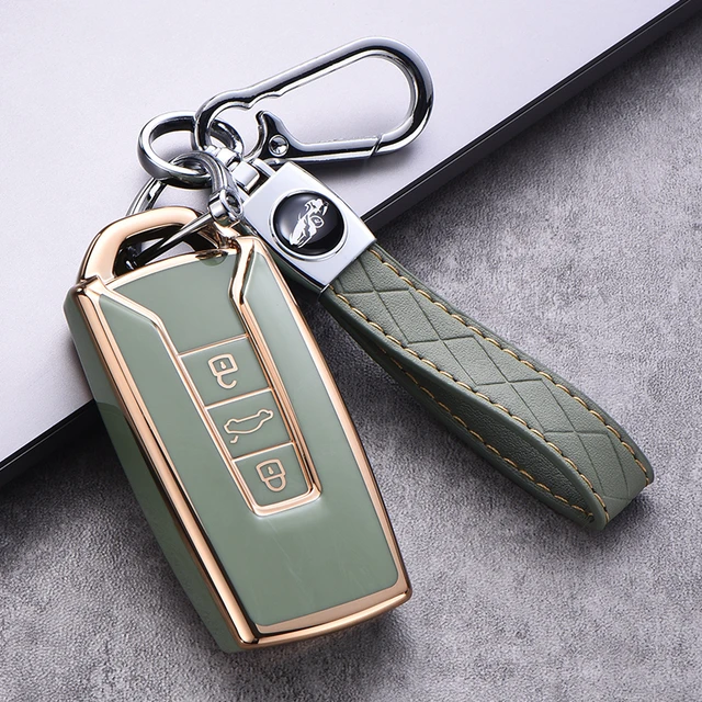 Leather Cover Key Case Holder Fobs Funda Llave For Volkswagen Touareg 2018  2019 2020 2021 3 Button Remote Keyless Wallet Jacket - AliExpress