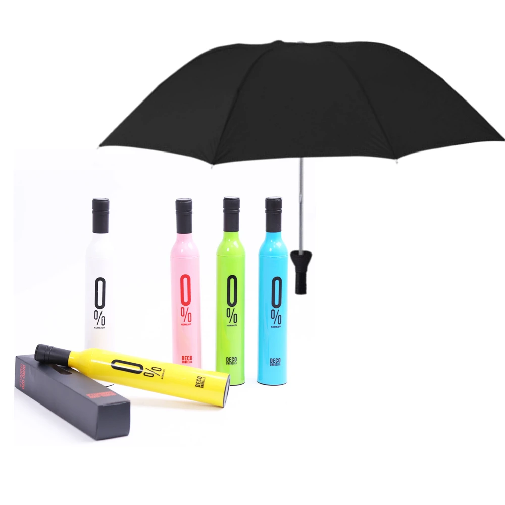 Folding Umbrella Anti Wind Mini Rain Umbrella Beautiful Car Gift UV Protective Wine Bottle with Holder