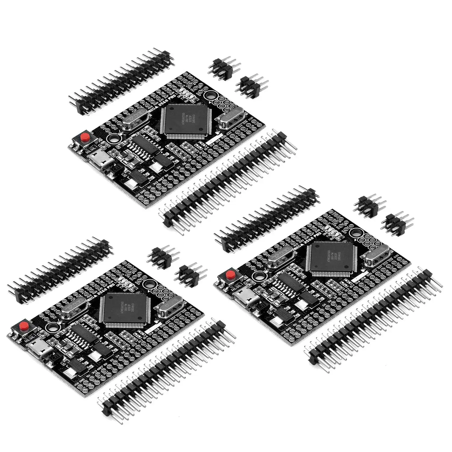 

Плата MEGA 2560 PRO с встроенной микросхемой CH340G/ATMEGA2560-16AU, с штыревыми разъемами, совместима с Arduino Mega2560, для самостоятельной сборки, 3 шт.