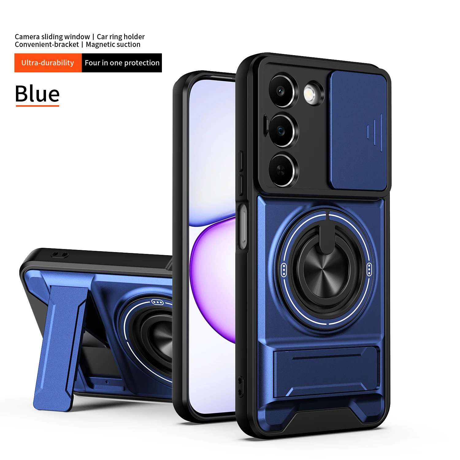 Enhanced Magnetic Military Armor Phone Case with Foldable Holder and Camera Protection