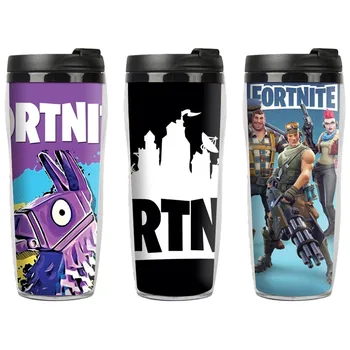 Fortnites 인기 물안경, 400ML 더블 데크 단열 컵, 플라스틱 식수, 어린이 생일 귀여운 선물