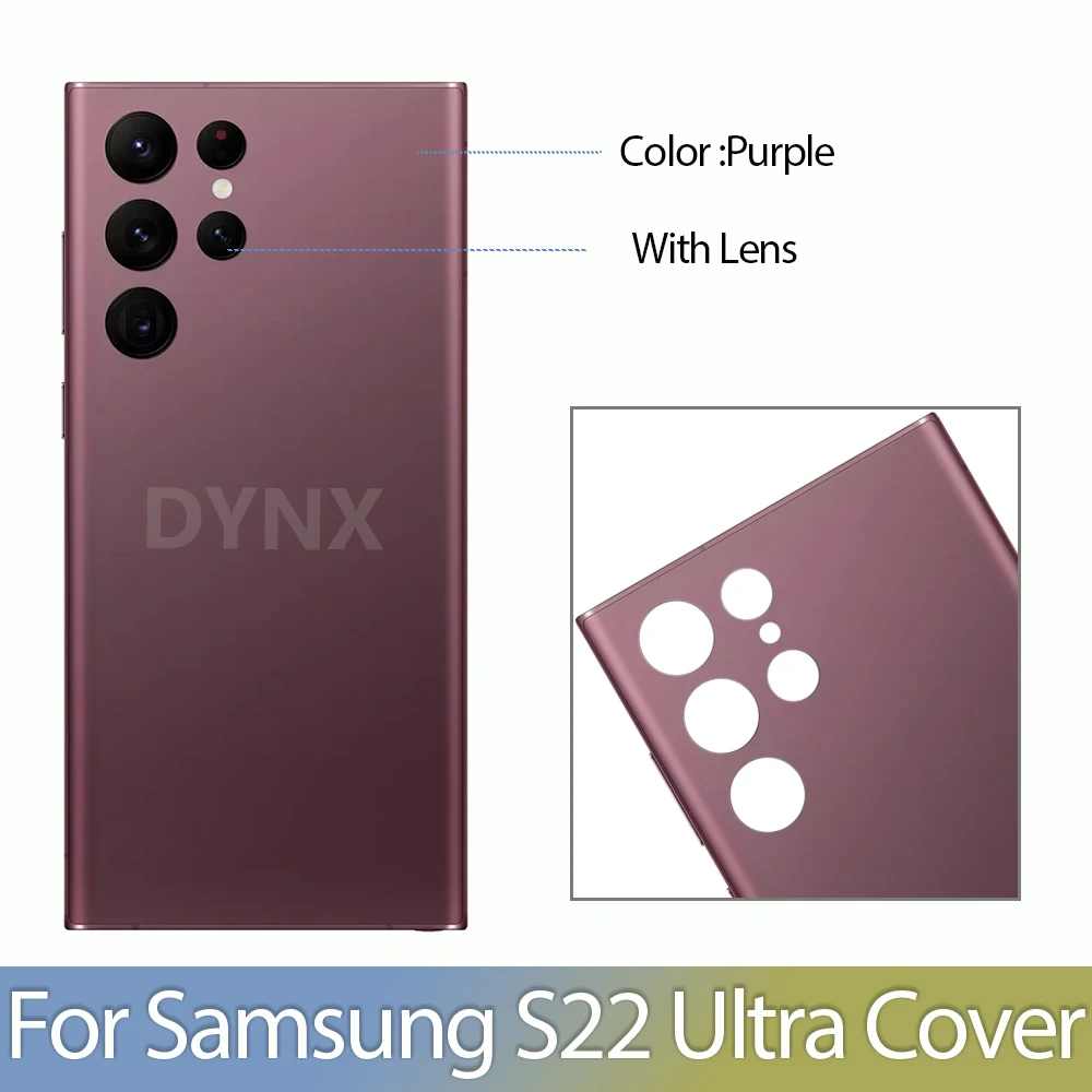 삼성 갤럭시 S22 울트라 후면 커버 배터리 백 커버 유리 패널 후면 도어 하우징 케이스 카메라 렌즈 교체용 S22U