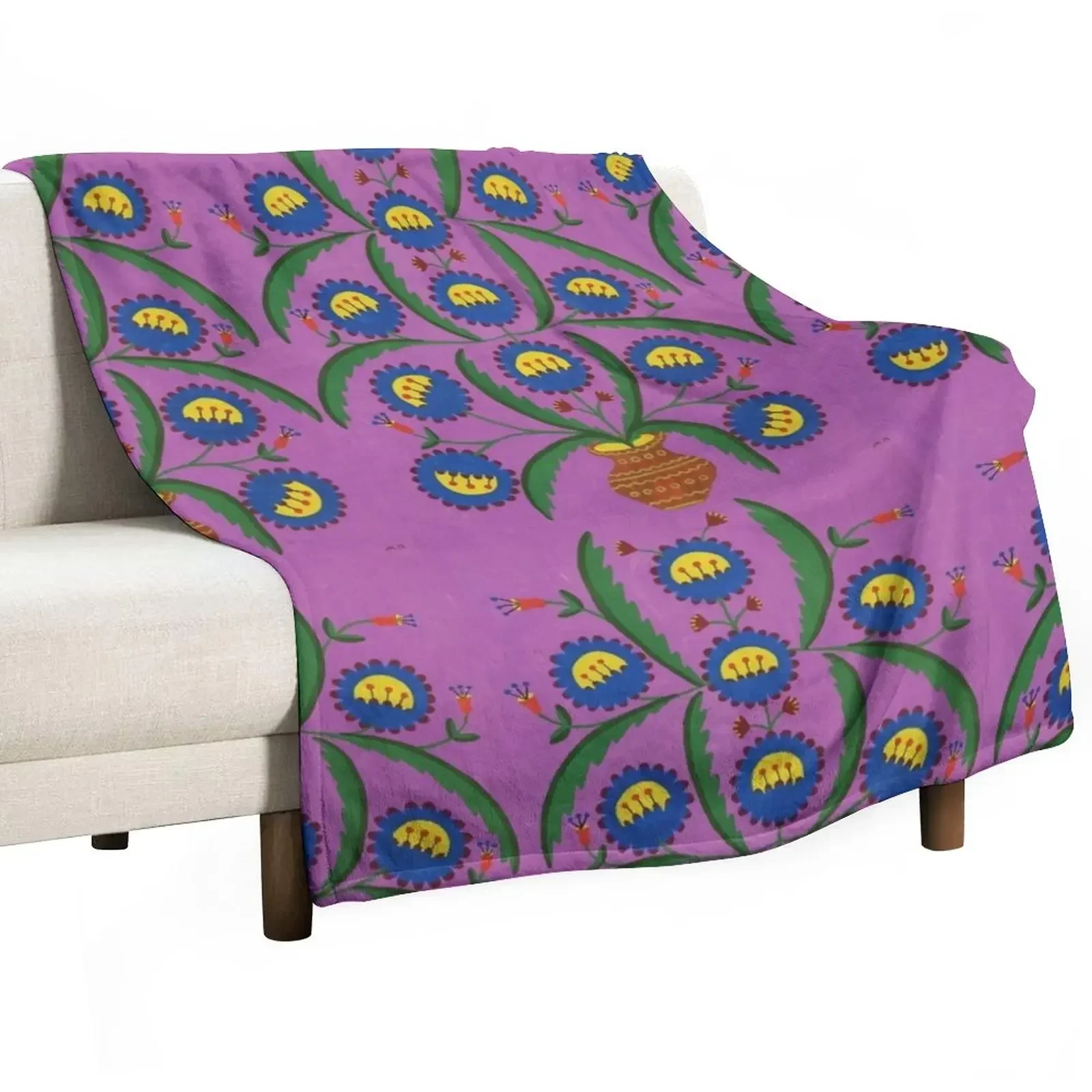 

Maria Prymachenko Flowers in a Pot 1992 Throw Blanket Bed for winter Thermal Polar Blankets