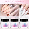 4pcs/set Nail Acrylic Powder White Clear Pink Nude French Crystal Powder for Extension Nail With Crystal Cup Brush Carving Tool 3