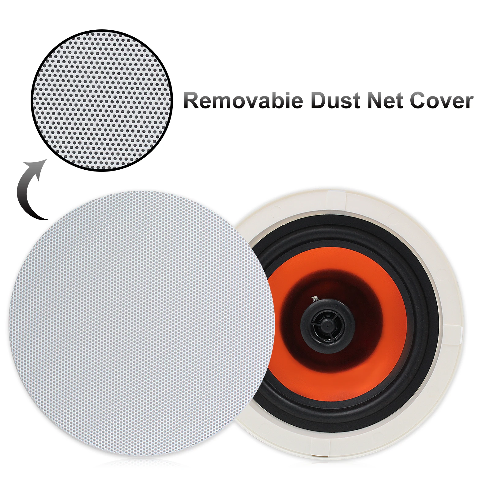 Herdio 6.5 Inch 300W Ceiling Wall Speaker Two-Way Home Speaker System For Wet Indoor Outdoor Kitchen Bathroom Covered Porch