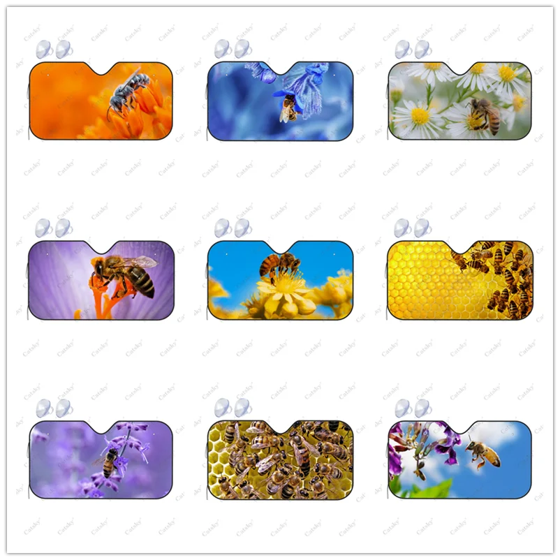 

Чехол для лобового стекла автомобиля, универсальная Складная Защита от солнца, с Пчелкой и цветком, для седанов, грузовиков, внедорожников