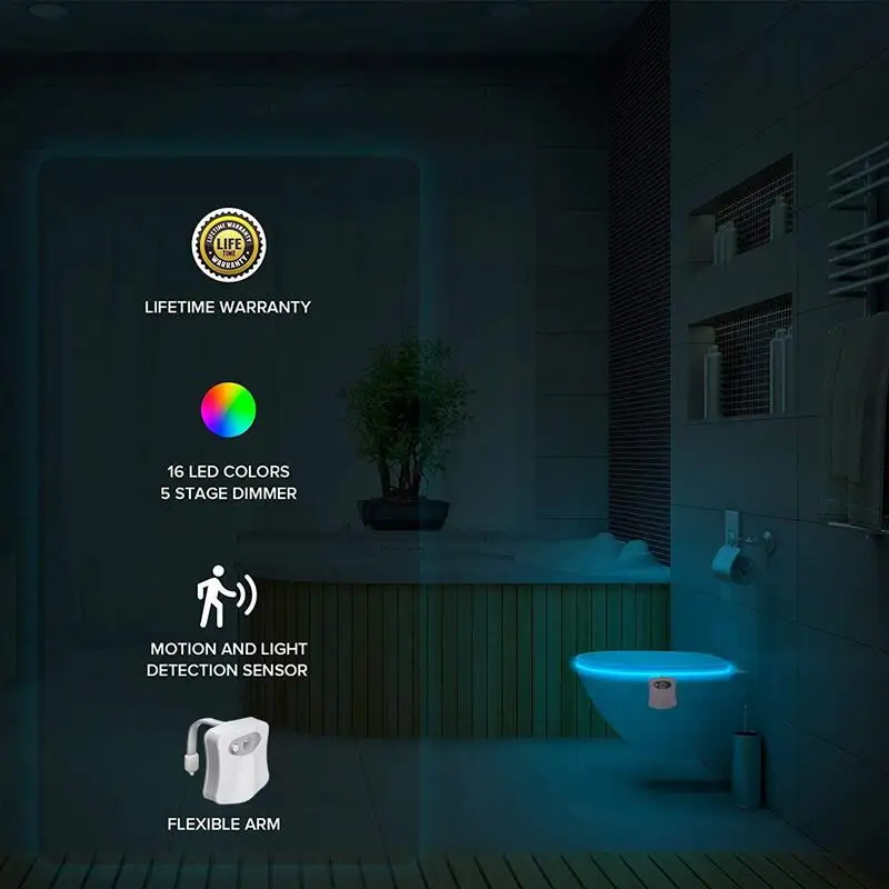 16Colors Smart PIR Motion Sensor Toilet Seat Night Light Waterproof Backlight For Toilet Bowl LED Luminaria Lamp WC Toilet Light dinosaur lamp