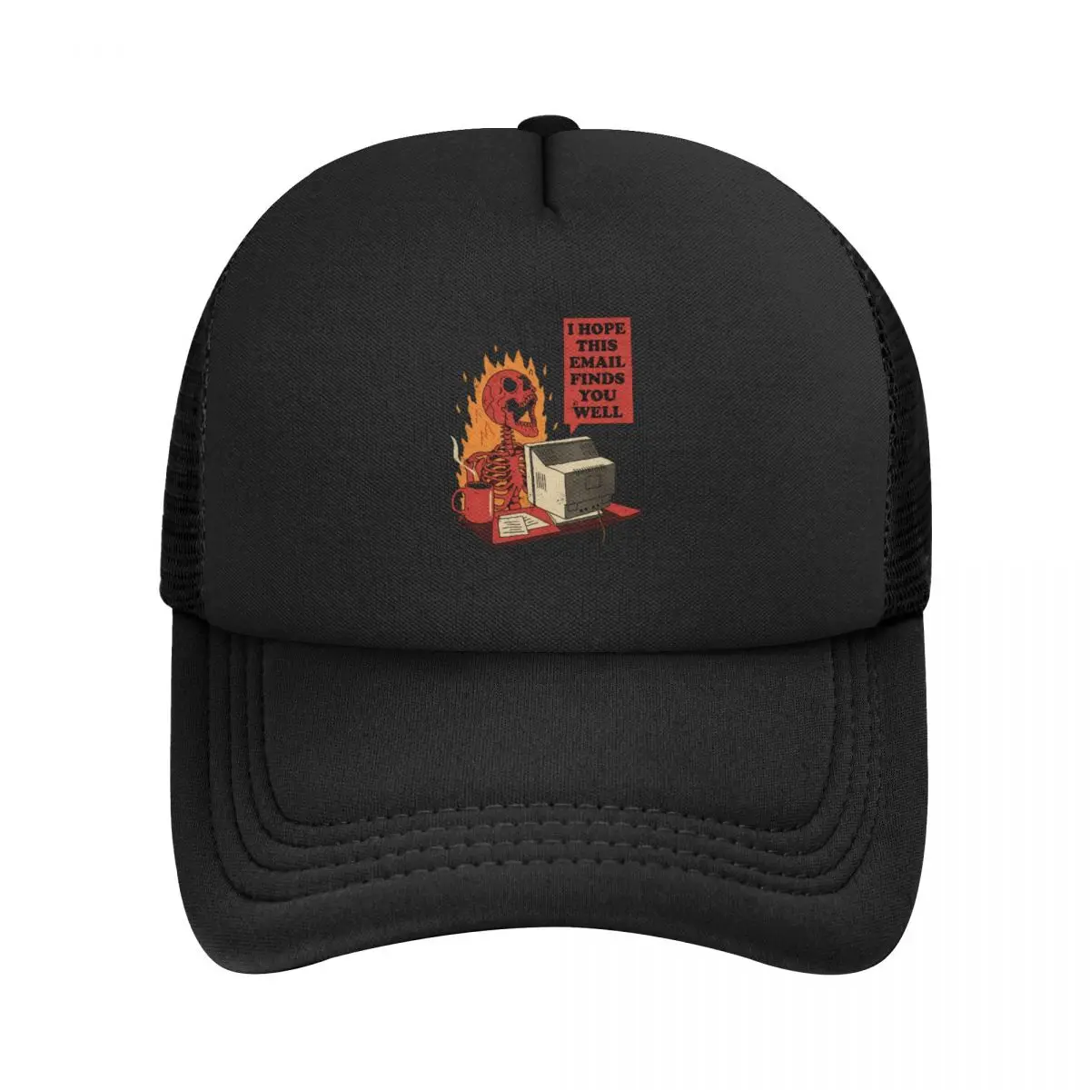 

YOU GOT MAIL Skeleton Programmer Snapback Adult Retro Ghost Halloween Hat Trucker Worker Cap Dad Hat Mesh Baseball Caps Summer