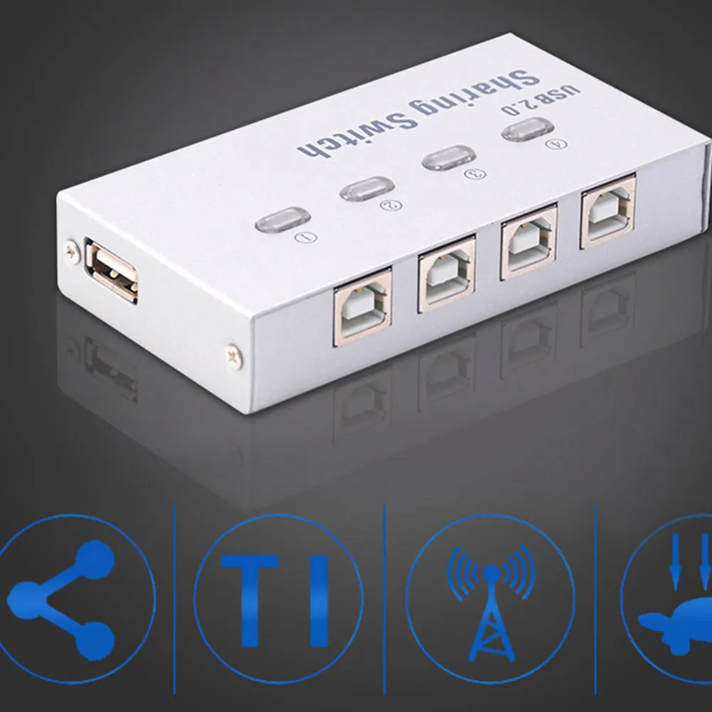 프린터 스캐너 다기능 장치용 USB 2.0 4포트 공유 박스 자동 선택기 Windows 호환