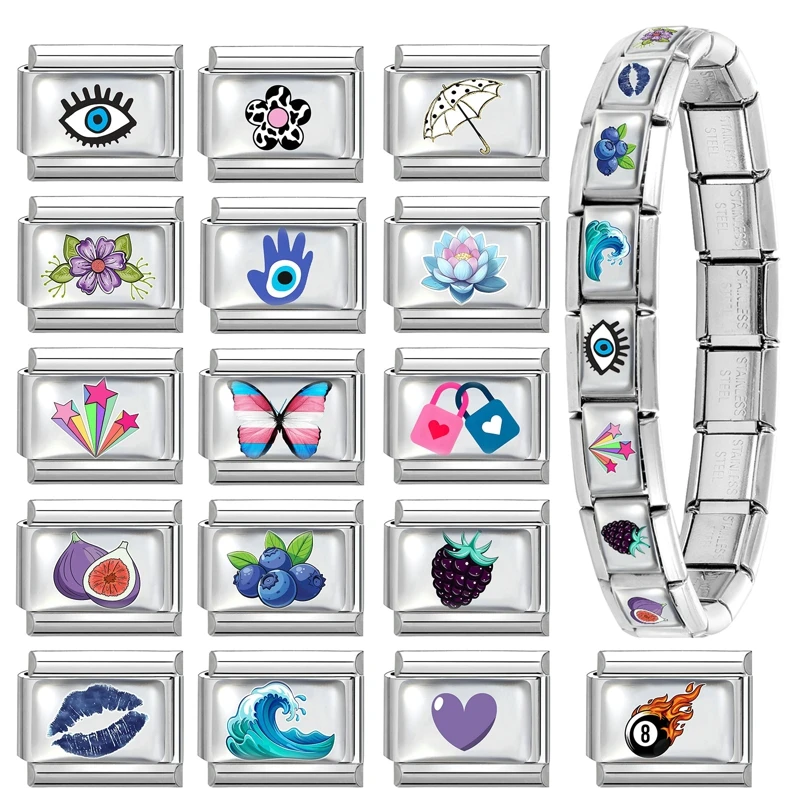 Creative DIY Italian Charm Bracelet Stainless Steel Jewelry