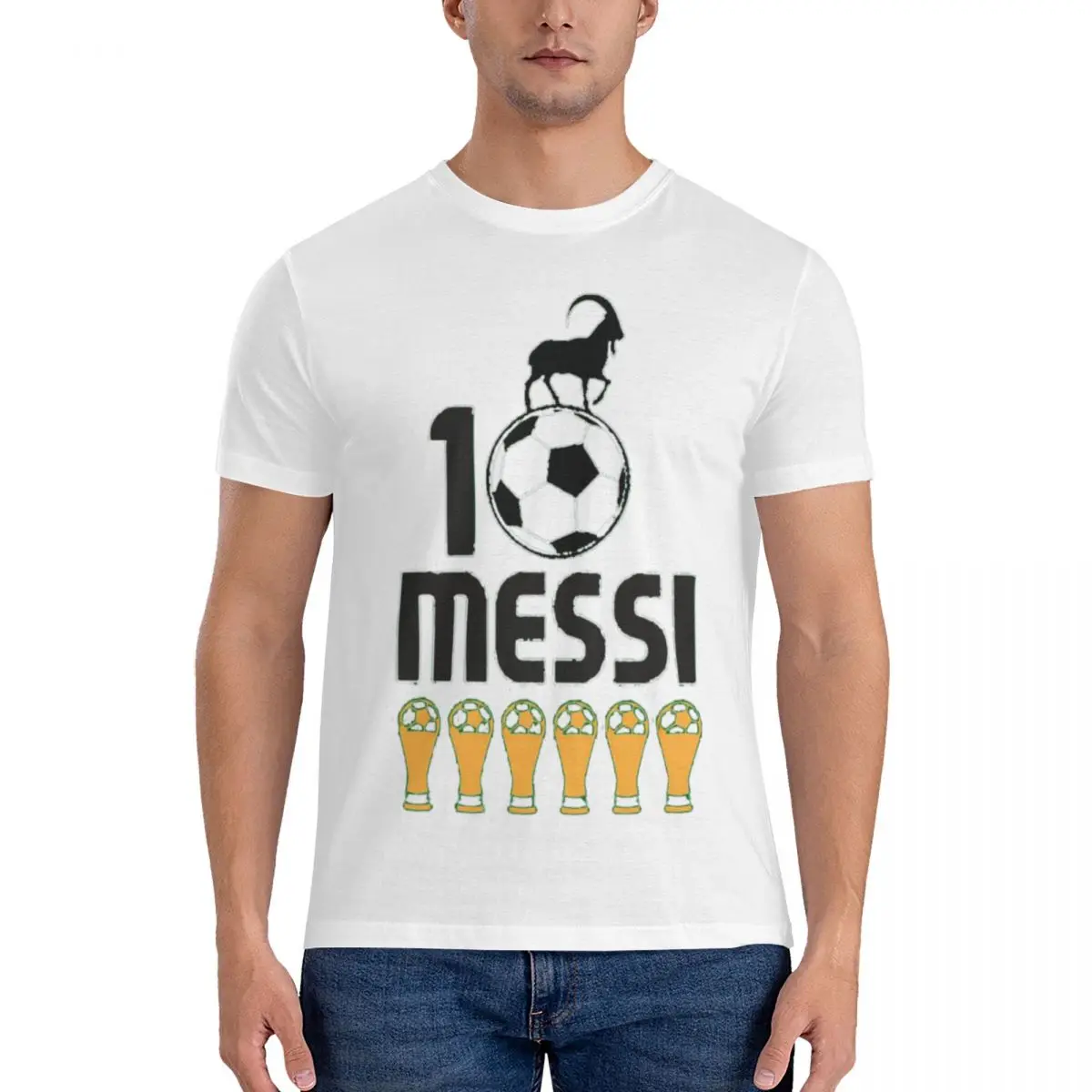 Celebration Gost E Andrmuslims E Messi E Argentina No.10 Goat Caricature 56 Tshirt Cute T-Shirt Harajuku Travel