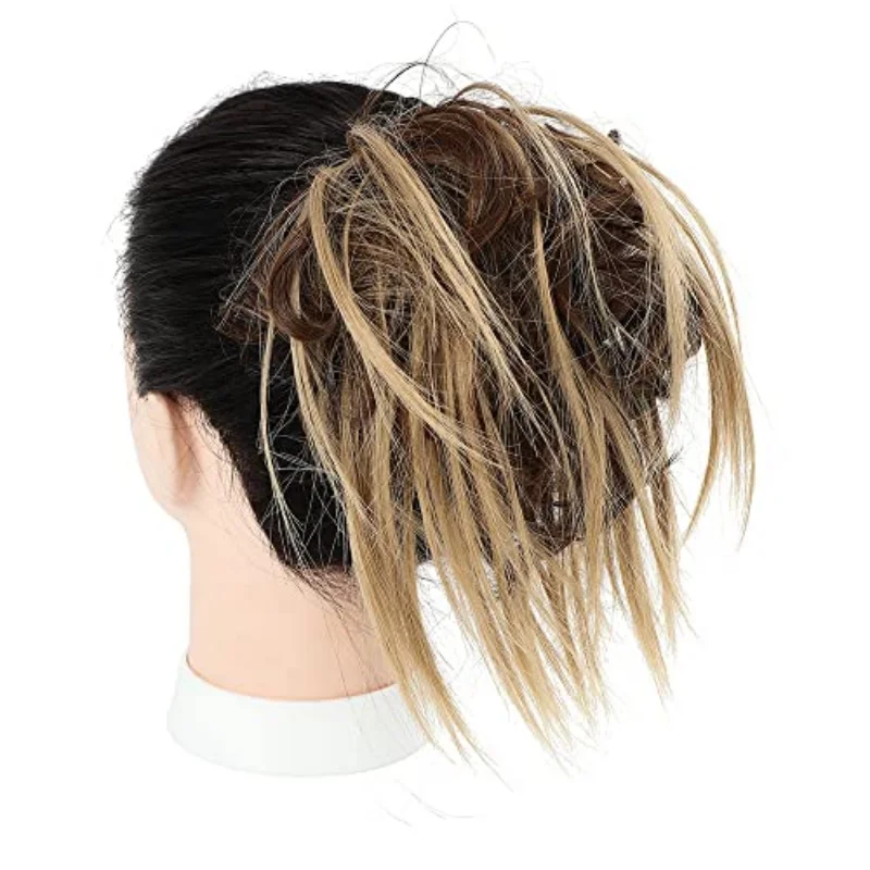 support hair piece short ponytail braid artificial hair loop extension band elastic rubber band fake bun accessories