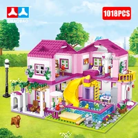 Friends City House Summer Holiday Villa Castle Building Blocks Sets Figures Swimming Pool DIY Toys for Kids Girls Christmas Gift 1