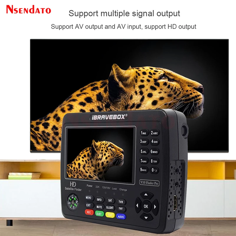 V10 Finder Pro Combo 4.3''LCD Display Digital Satellite TV Signal Finder Meter DVB-S2X/S2/T2 H.265 HEVC Sat Finder For USB WIFI