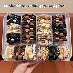 Boho Chic Heart & Bead Elastic Hair Ties Set (20pcs -Random)