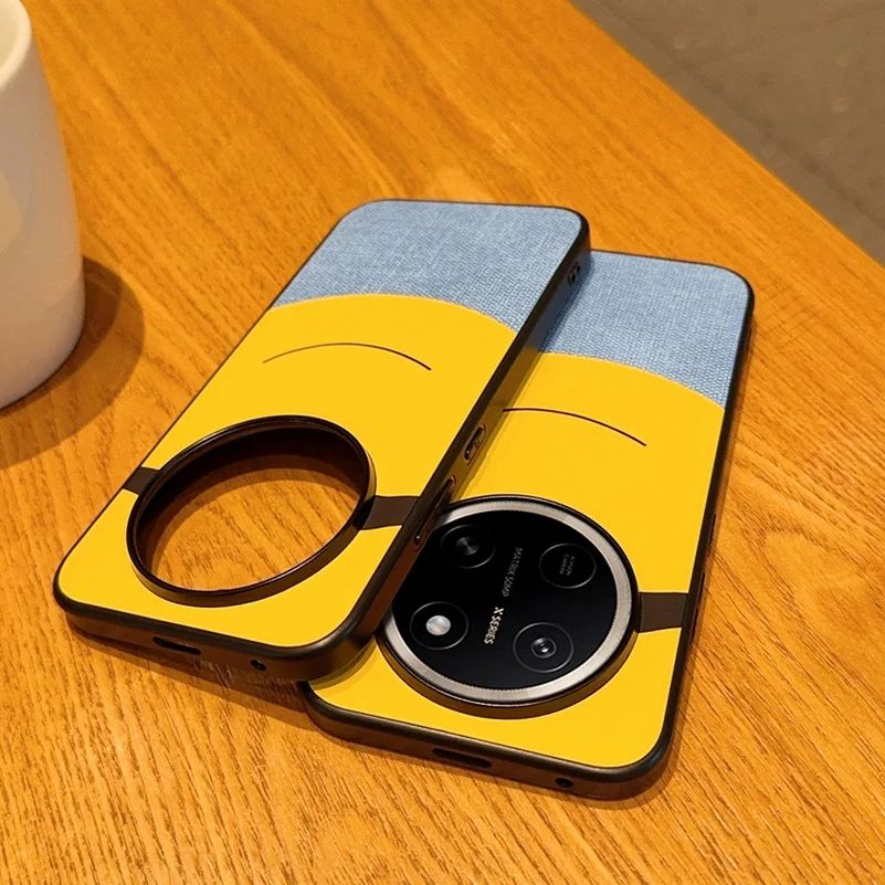Big-Eyed Minion Cloth Phone Case with Camera Protection Cover