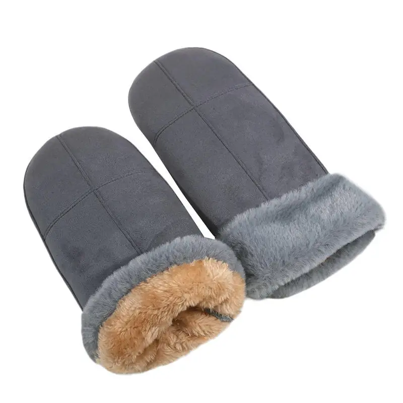 Outdoors Suede Gloves Mitten For Women Winter Warm Driving Gloves Men's Cold Plus Sports Gloves Thick Fingerless Cycling Mittens 5
