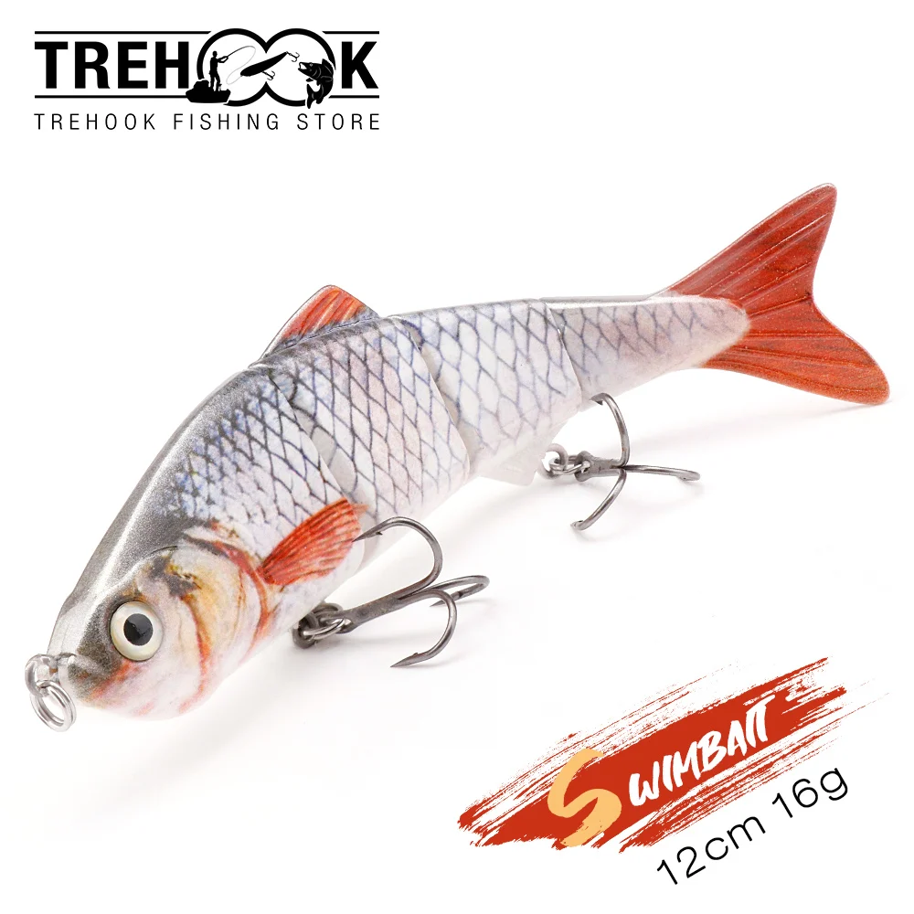 

TREHOOK 12cm 16g Multi Jointed Fish Body Fishing Lures Short Diving Lip Hard Baits Treble Hooks Sinking Wobblers Bait