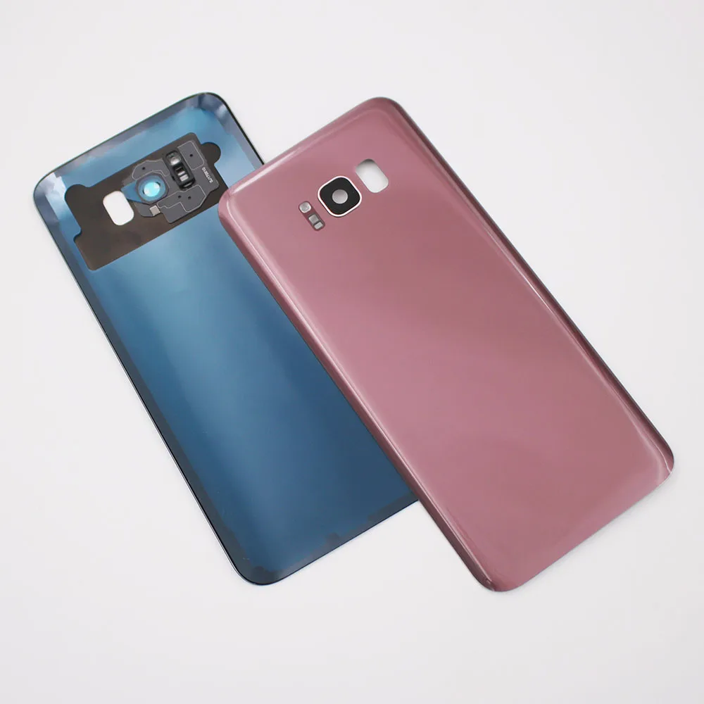 삼성 갤럭시 S8 G950/S8+ 플러스 G955F용 후면 유리 배터리 커버 후면 도어 하우징 패널 수리(카메라 렌즈 프레임 + 로고 포함)