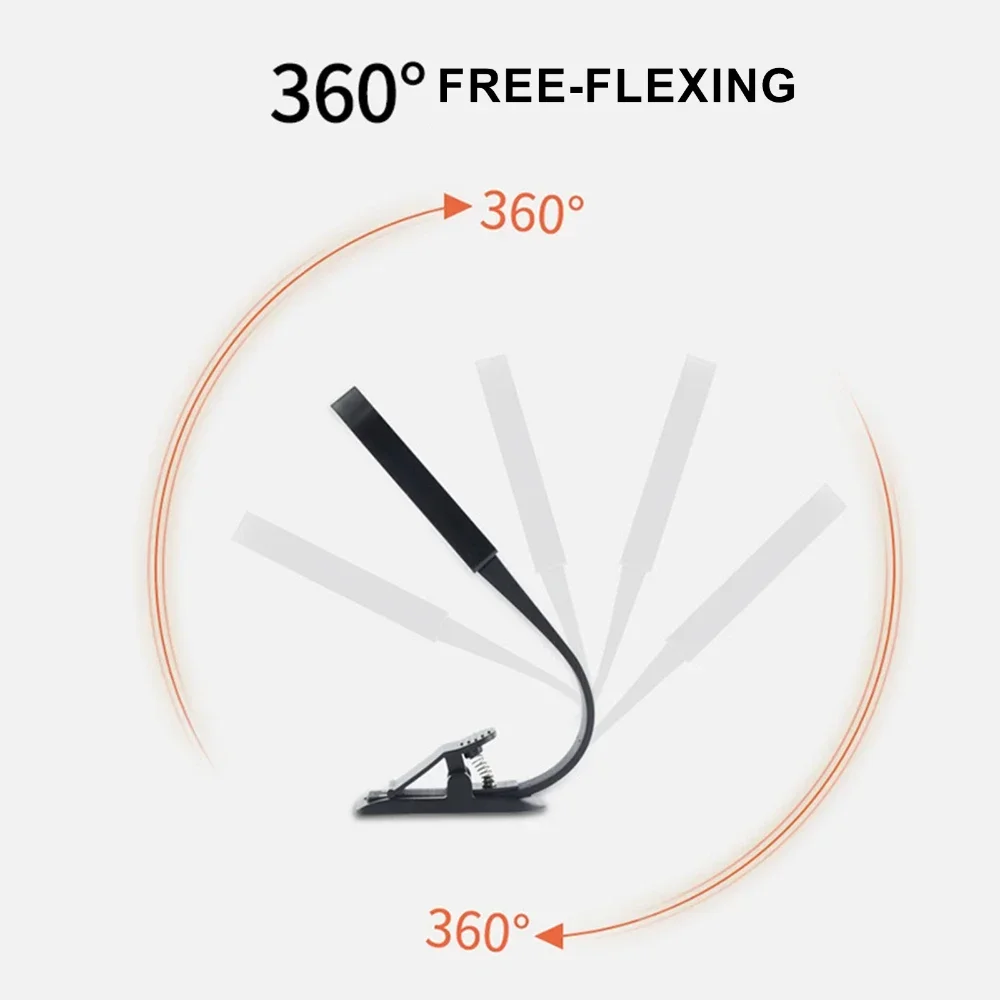 Portable Mini Desk Lamp Student Night Reading Light USB Charging LED Book Light 3 Source Clip Lamp