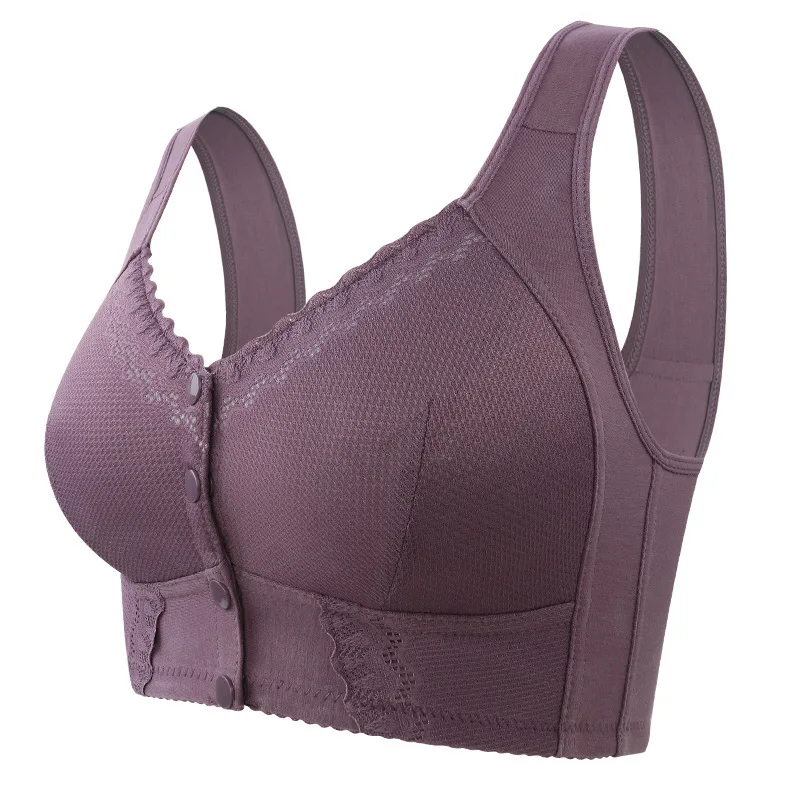 

Non-underwire Large Size Middle-aged And Elderly Bra Front Open Bra Big Chest Small Pull Up A Pair Of Breast Underwear