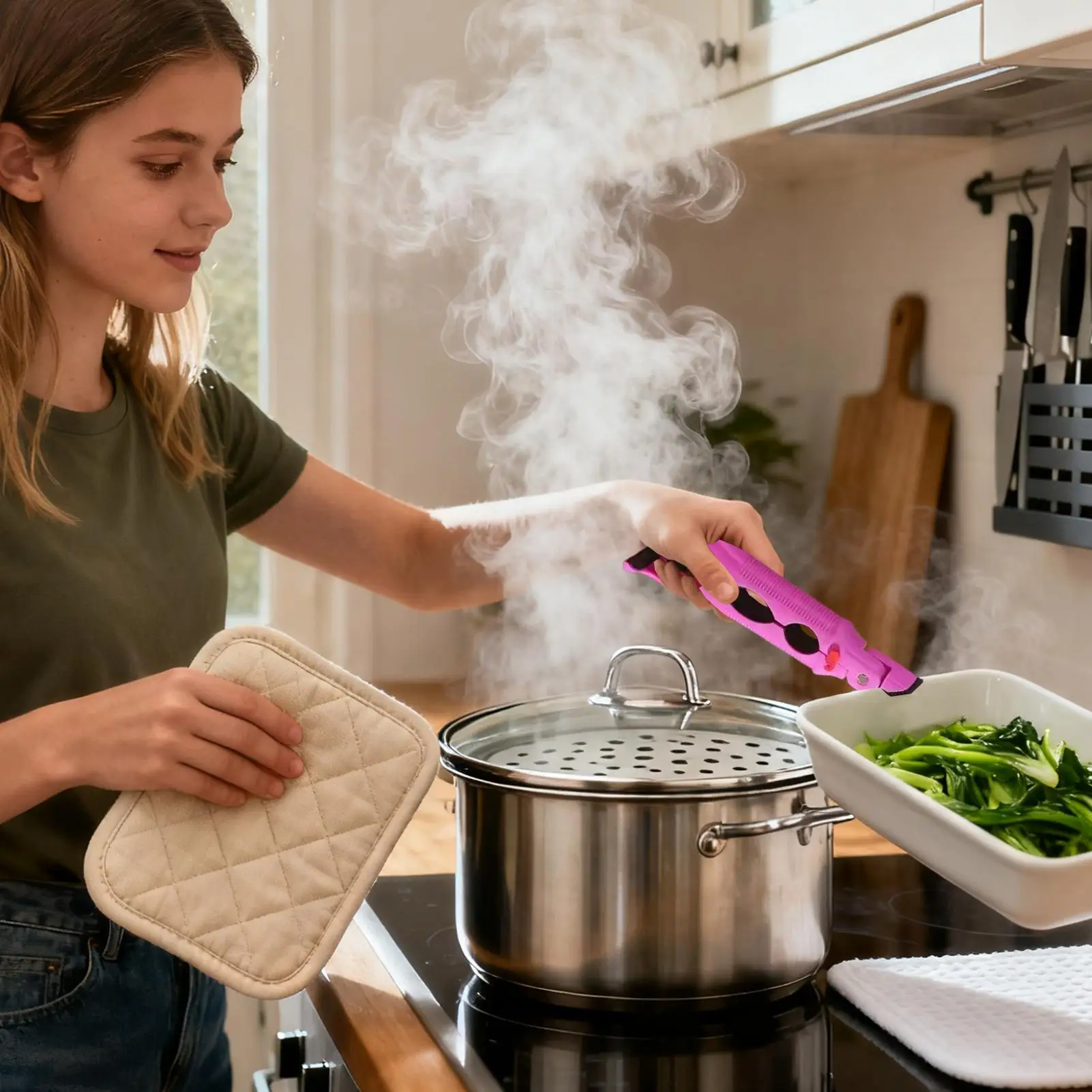 Hot Plate Gripper Ergonomic Handle Tongs Hot Bowl Plate Clips Bottle Opener For Microwave Oven Kitchen Stove Top Grill Baking