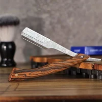 tan wood handle blade shaving razors professional barber shaver eyebrow razor men's replaceable blade shaving razor men gift 2