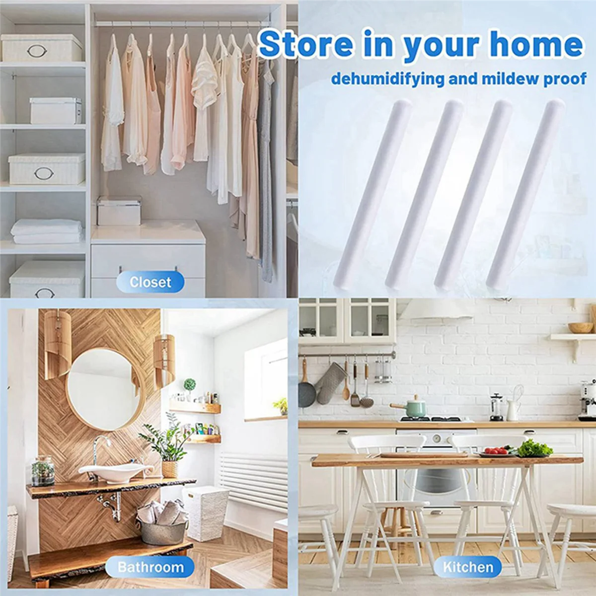 8Pc Drying Rod Stick Diatomite Moisture Absorbing Stick Clean Water Absorption Rod Diatomite Earth Desiccant for Laundry