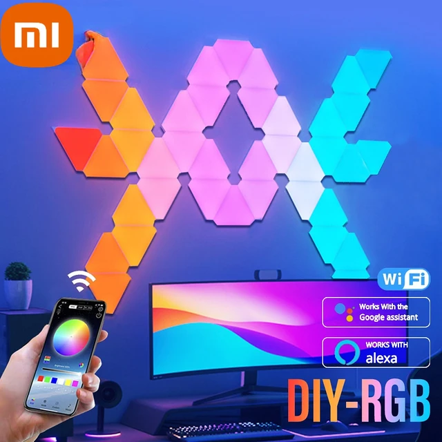 Xiaomi LED Smart WIFI Dreieck Wand Licht RGB Indoor Atmosphäre Licht APP  Musik Synchronisation Spiel Zimmer TV Schlafzimmer Dekoration - AliExpress