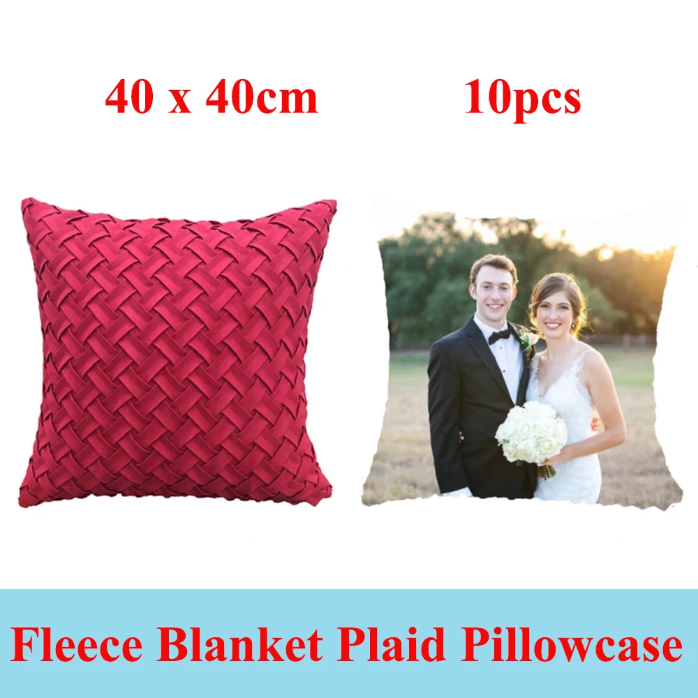 

10Pcs/Pack Heat Transfer Common Fleece Blank Plaid Pillowcase 40 x 40cm DIY Printing Velvet Blank Pillow Case Home Gift Decor