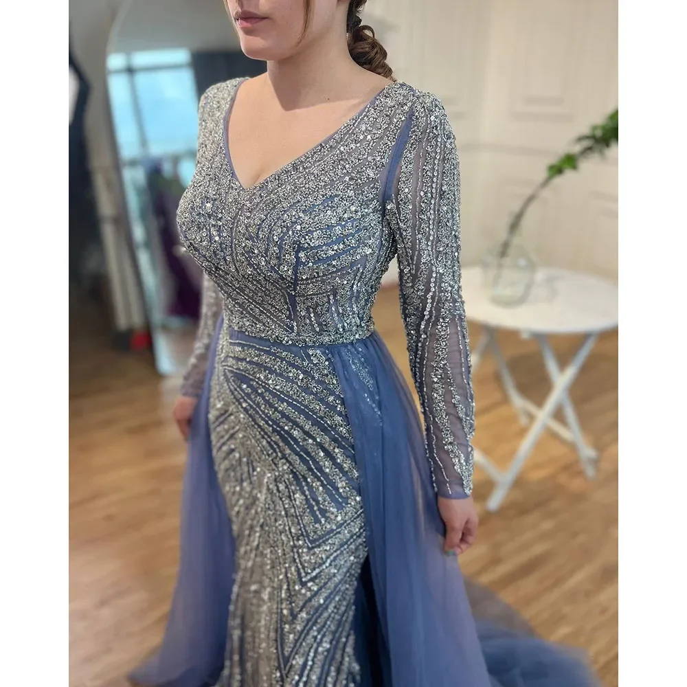 S85224145eea34d4b93cc9fba313c7582m Dubai Mermaid Beaded Luxury Blue Muslim Evening Dresses Gowns with Detachable Skirt for Women Party Mallzona