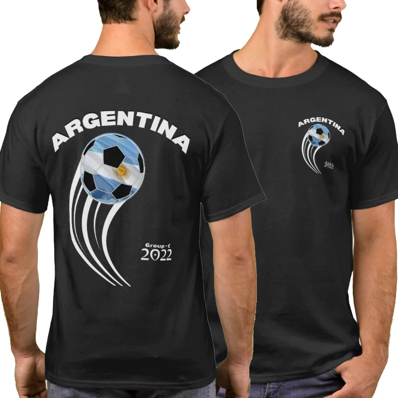 2022 World Football Argentina Team Soccer Fans T-Shirt New 100% Cotone Manica Corta O-Collo Casual T-Shirt Da Uomo Streetwear