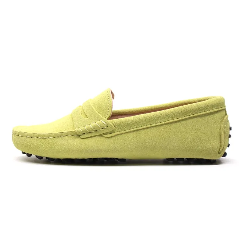 GRWG Shoes Women Genuine Leather Spring Flat Shoes Casual Loafers Slip On Women's Flats Shoes Moccasins Lady Driving Shoes 