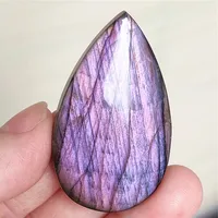 Pendentif en labradorite violette naturelle, bijoux en labradorite violette pure, 50x30x7mm, collier pour femmes et hommes, AAAAAA 5