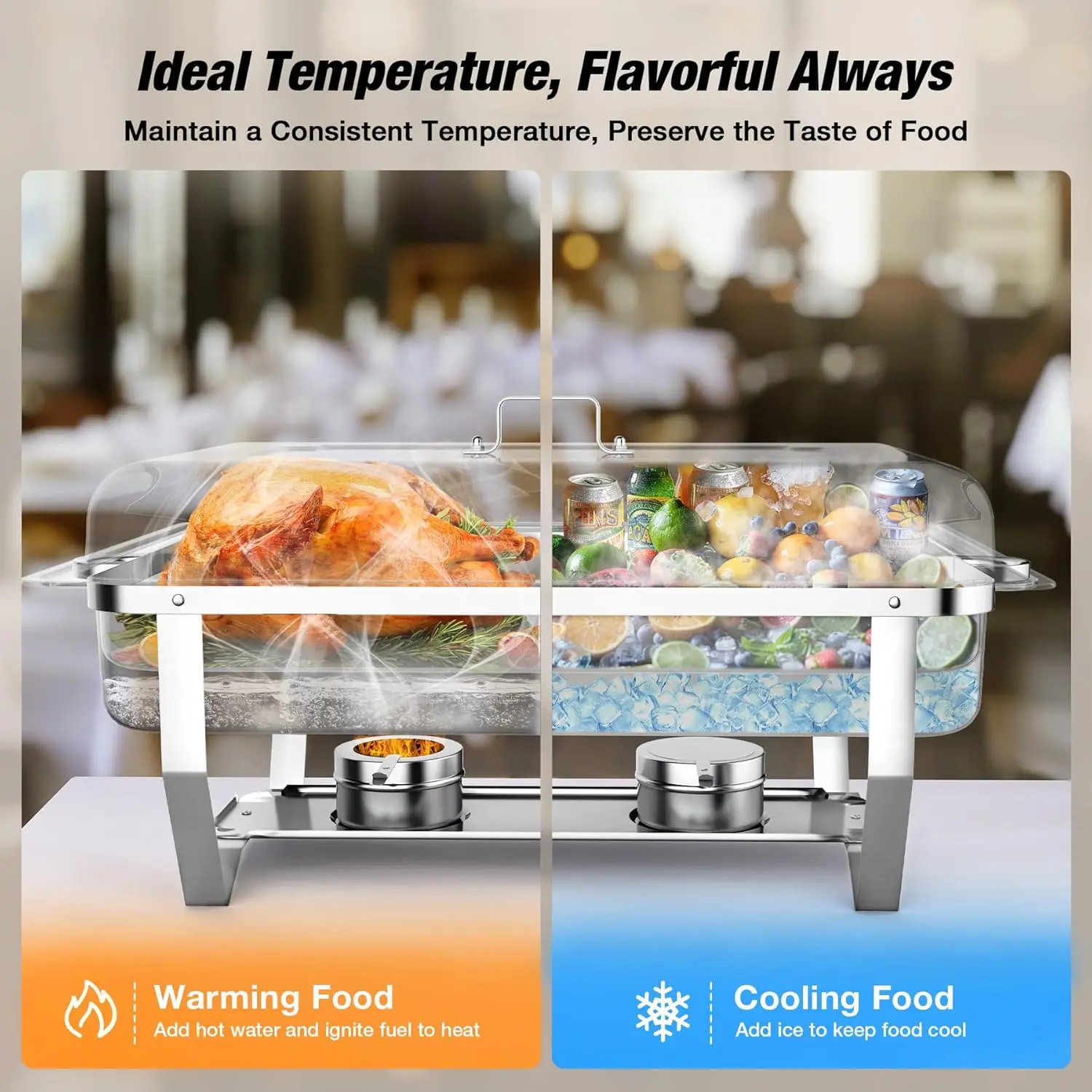 Stainless Steel Rectangle Chafing Dish Food Pans for Catering Buffet