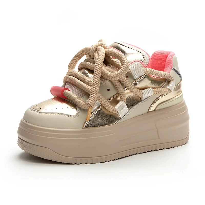 フミシュナ Fujin 7cm Patent Genuine Leather Air Mesh Synthetic Platform