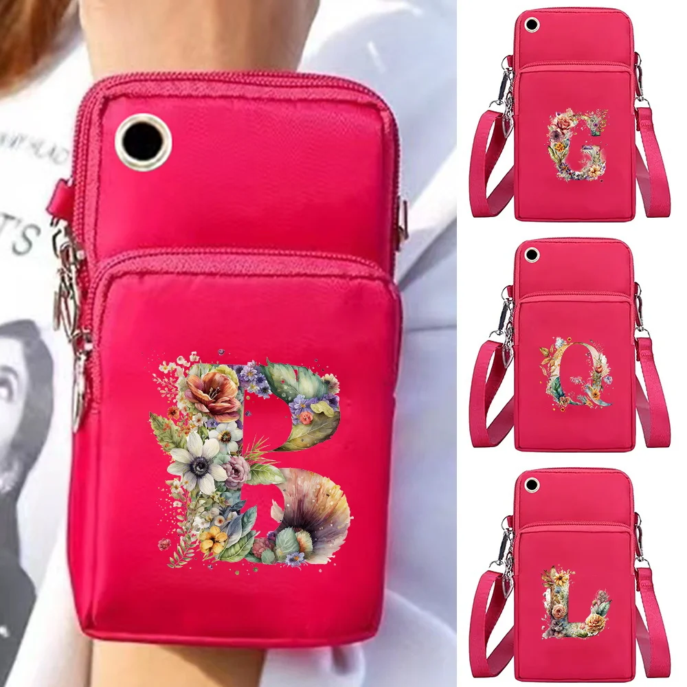 

Women's Slant Cell Phone Bag Small Crossbody Bag Women's Purse Canvas Cell Phone Purse Floral Letter Pattern