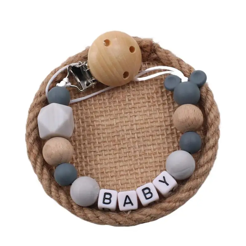 Baby Pacifier Clips Personalized Name Cartoon Dummy Nipples Holder Clip Chain Teething Toys Infant Feeding Accessories BPA Free