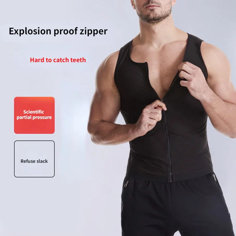 Sauna Top Vest Zipper Body Shaper Men Flat Belly Sweat Fat Burning Weight Loss Tummy Control Slimming Waist Training Male 2024 stobag 50pcs flat bottom transparent ziplock bag dried fruit packaging hd plastic food candy bag zipper seal bag